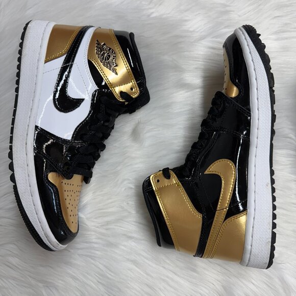 Nike Jordan 1 Retro High Golf Patent Gold Mens DQ0660-002 VNDS Sz 6.5 / WMNS 8 main image 5